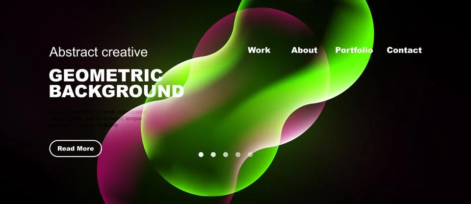 Modern website header design. Vibrant colors, geometric shapes, text elements Stock Illustration