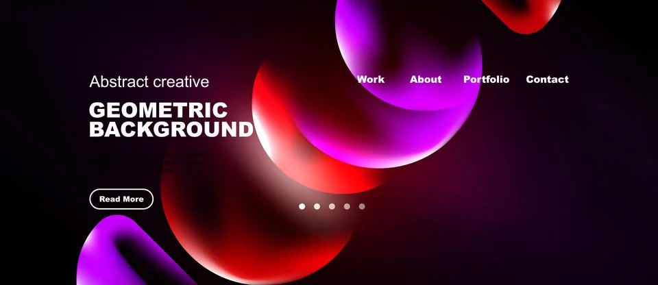 Modern website header design. Vibrant purple, pink gradients dominate dark Illustrazione stock