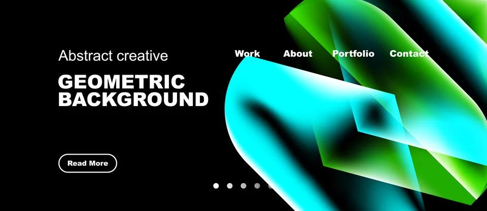 Modern website header design. Vibrant blue, green gradients over black back.. Stock Illustration