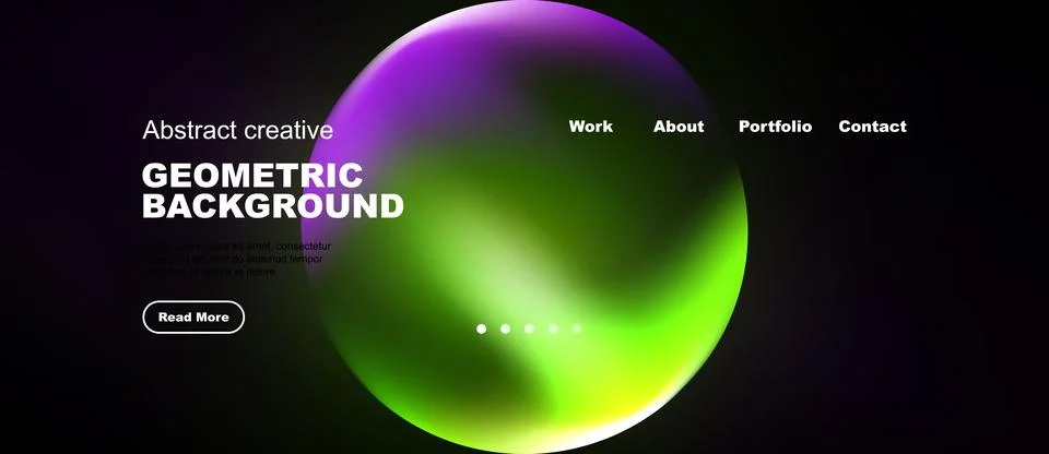 Modern website header design. Vibrant purple, green gradients dominate dark Stock Illustration