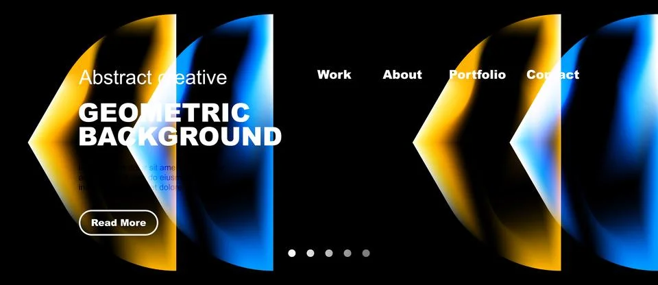 Modern website header design. Vibrant blue, yellow shapes create dynamic Ilustração Stock