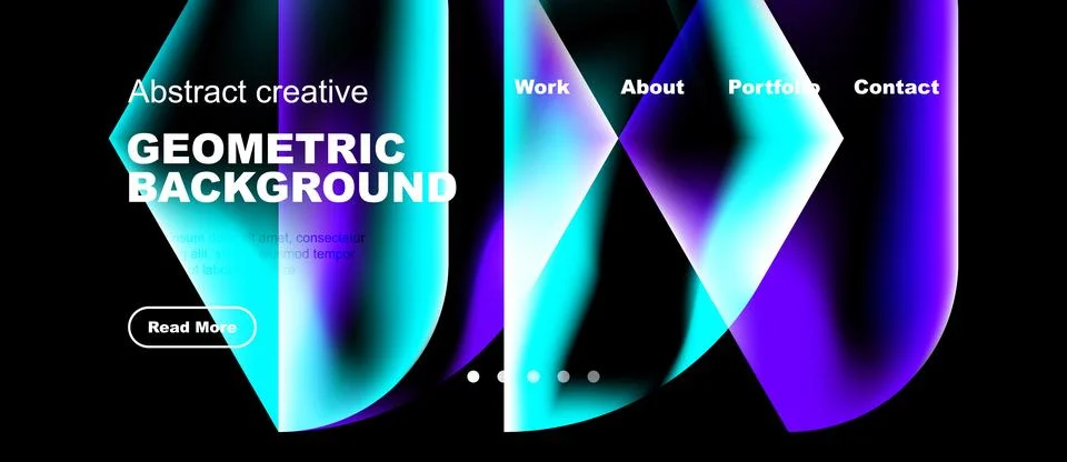 Modern website header design. Vibrant colors, geometric shapes, text overlays Stock Illustration