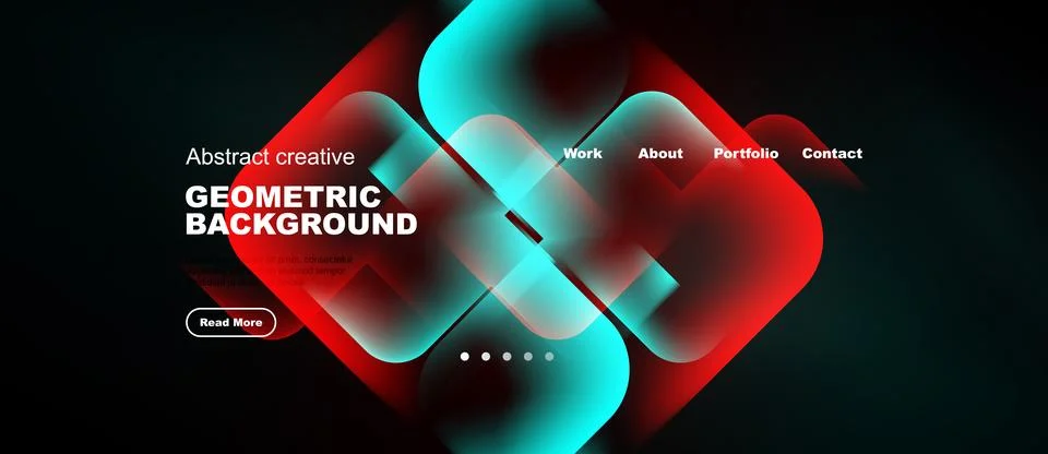 Modern website header design. Vibrant colors, geometric shapes, text elements 库存插图