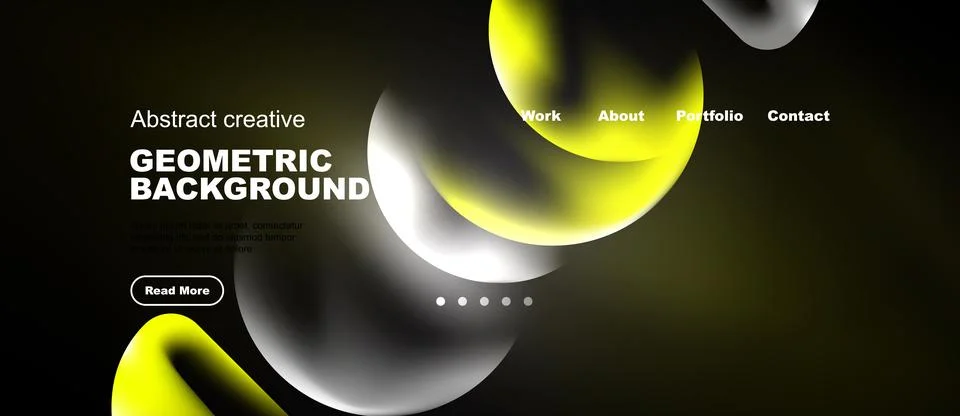 Modern website header design. Yellow, white shapes over dark background. Stock Illustration