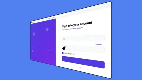 Modern Website Login Page Animation with Mouse Cursor Interaction Stock Footage 333209918