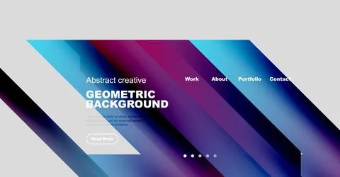 Modern website mockup. Abstract geometric background with text overlay, Ilustración de archivo