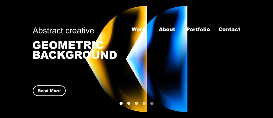 Modern website mockup. Dynamic shapes, vibrant colors, dark background. イラスト素材