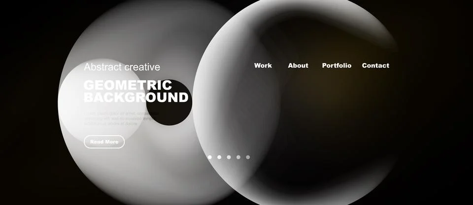 Modern website mockup features abstract shapes, text elements, navigation men Stock-Illustration