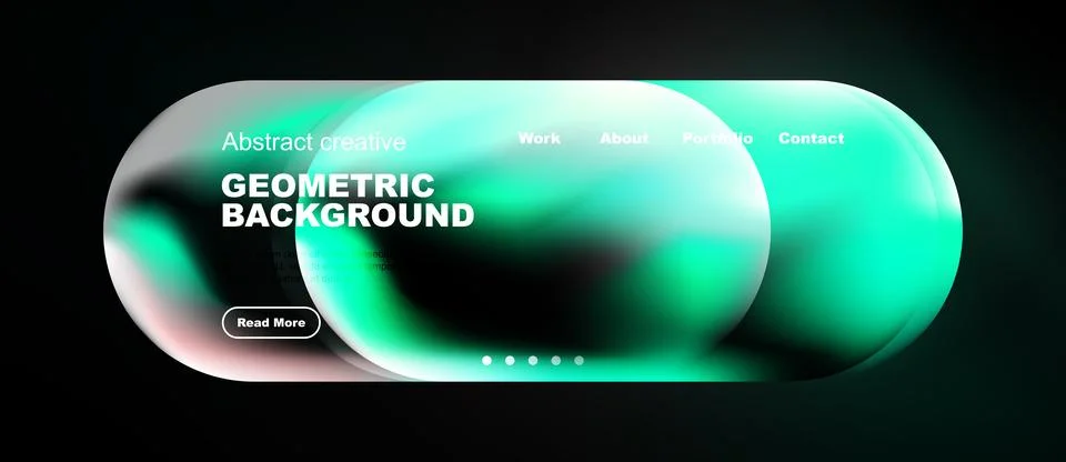 Modern website mockup features fluid shapes, vibrant colors. Navigation inc.. Stock Illustration