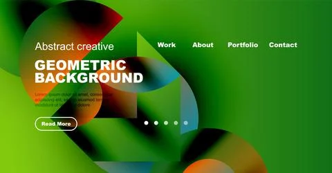 Modern website mockup features vibrant geometric shapes, text overlay, 스톡 일러스트