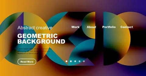 Modern website mockup features vibrant geometric shapes, text overlay, 스톡 일러스트
