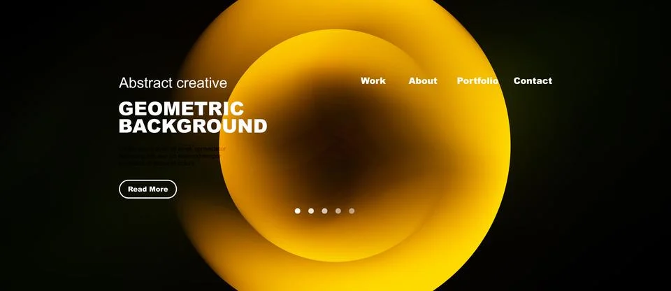 Modern website mockup features vibrant yellow geometric shapes, text elements イラスト素材