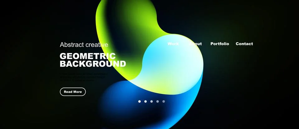 Modern website mockup features vibrant abstract shapes, text elements, 스톡 일러스트