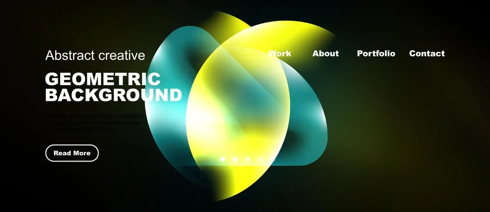 Modern website mockup features vibrant geometric shapes, text overlays, 스톡 일러스트