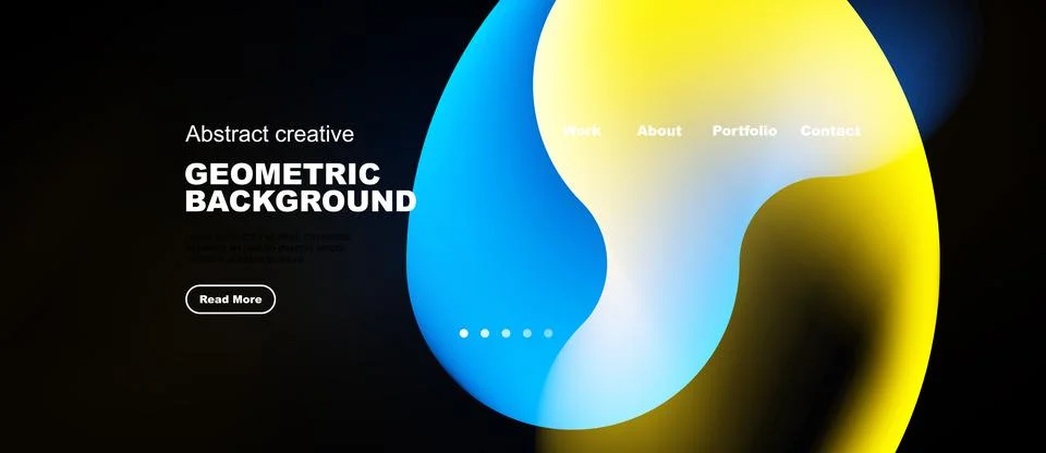 Modern website mockup features vibrant fluid shapes, text elements, navigatio Stock Illustration