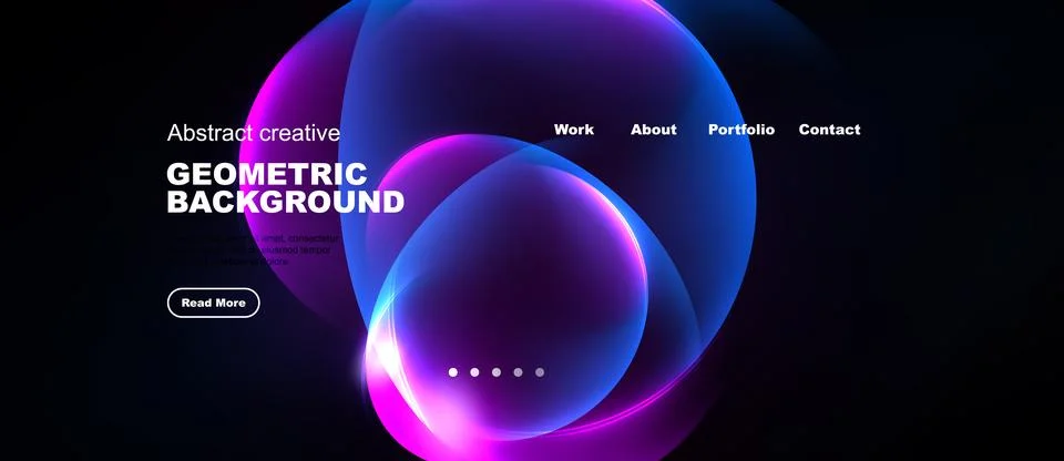 Modern website mockup features vibrant purple fluid shapes over dark backgr.. 스톡 일러스트