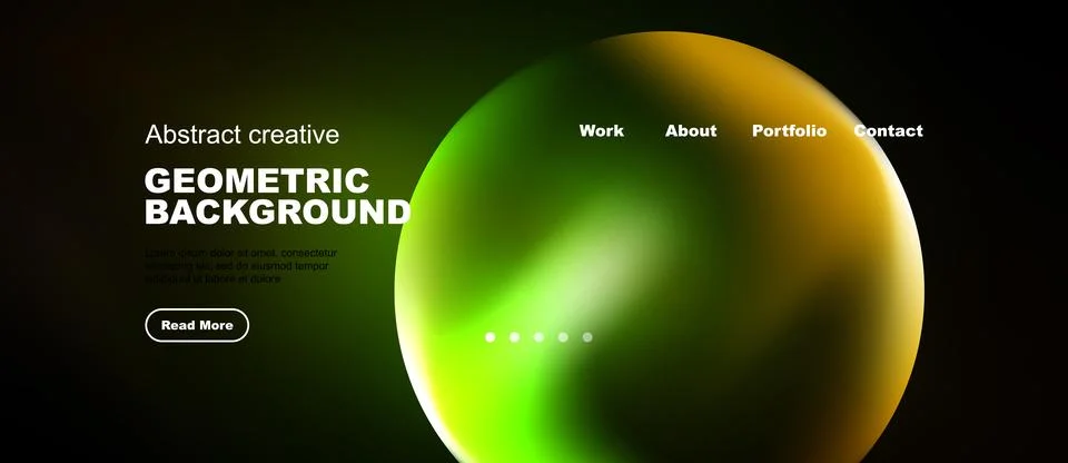 Modern website mockup features vibrant green, yellow gradients. Geometric s.. Stock Illustration