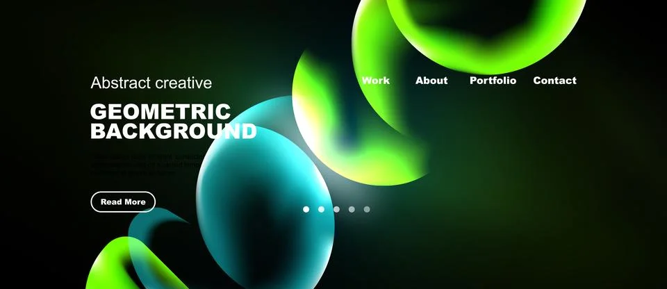 Modern website mockup features vibrant green, blue gradients. Geometric shape イラスト素材