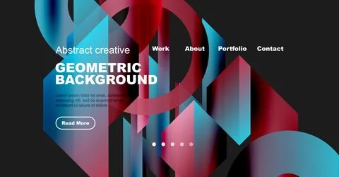 Modern website mockup. Vibrant geometric shapes, blue, red hues dominate design. 스톡 일러스트