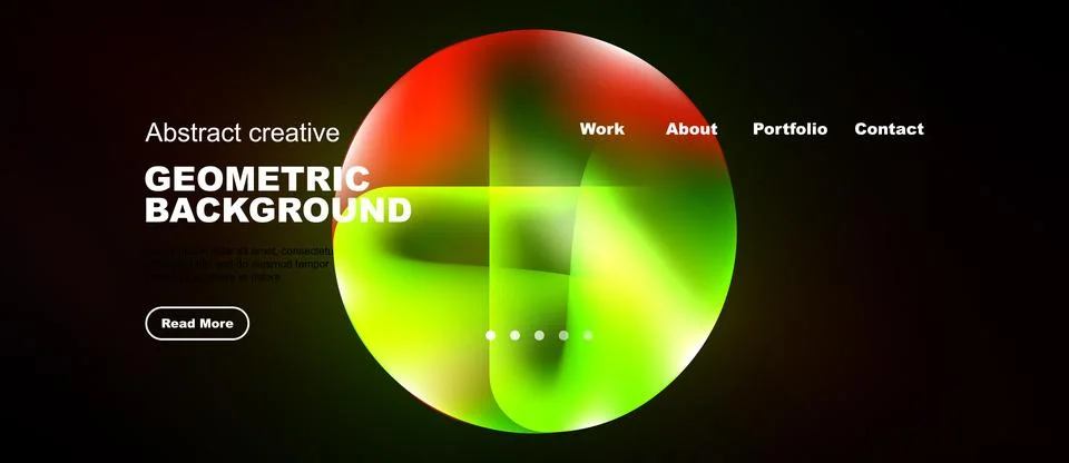 Modern website mockup. Vibrant overlapping circles create abstract visual. 스톡 일러스트