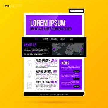 Modern website template on bright yellow background in modern corporate style Illustrazione stock