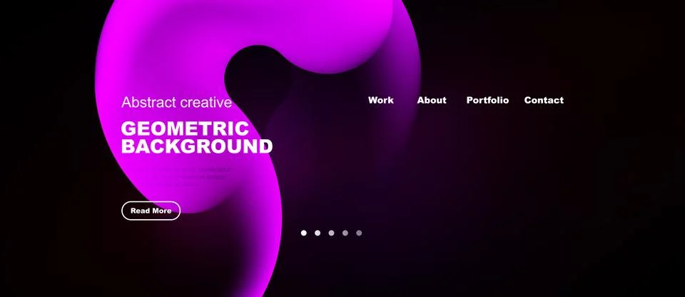 Modern website template features vibrant pink abstract shapes, text elements, 스톡 일러스트