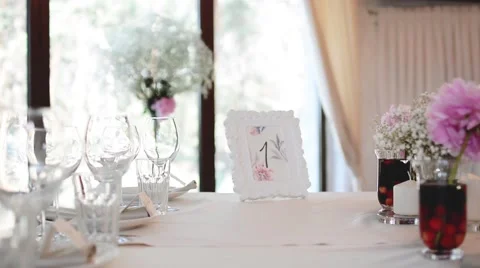 Modern Wedding Table. Reception Place Card Holders, Frames, Table Numbers Видео 65329870