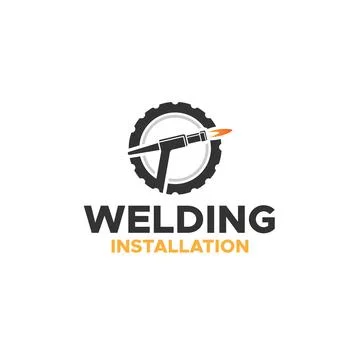 Modern WELDING INSTALLATION Fire Gear logo design Stock Illustration