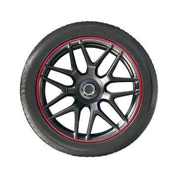 Modern wheel rim with rubber tire Stock Photos