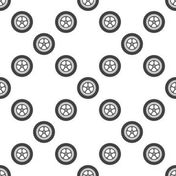 Modern wheel vector seamless pattern. Auto tire with rim vector background Stock Illustration