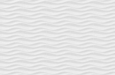Modern white 3D wavy wall panel texture with horizontal rhythmic curves for Stock Illustration