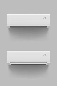 Modern white air conditioners front view set Stock-Illustration