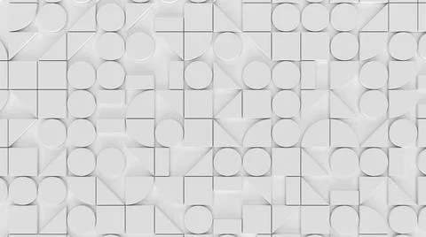 Modern white background with swiss styled semicircular and square 3d elements Stock Illustration