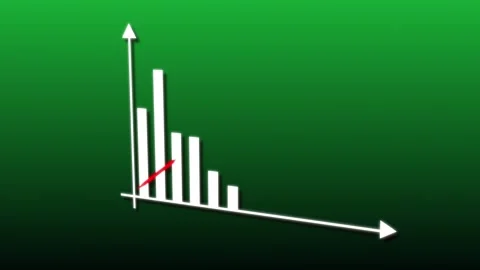 Modern white bar chart with red arrow on green gradient background showing .. Stock Footage 321450136