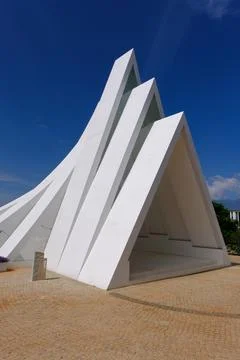 Modern white building against blue sky Stock Photos