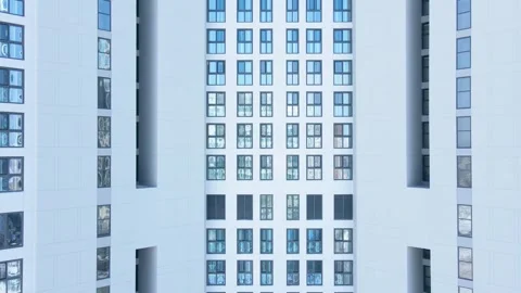 Modern white building of residential complex, urban geometry. Stock Footage 300822436