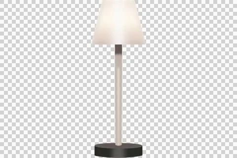 Modern white cone shade table lamp on a dark base Stock Illustration