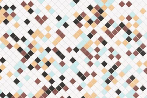 Modern white diagonal square tile background with orange and brown accents for Stock Illustration