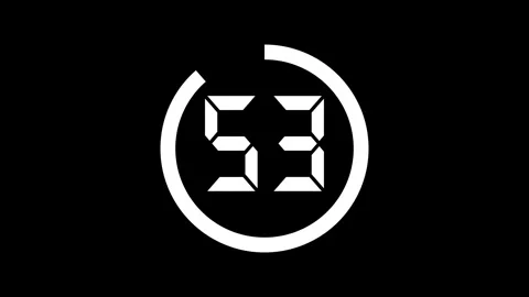 Modern white digital timer counting down from 60 to 0 on black background. 1 Stock-Footage 314916582