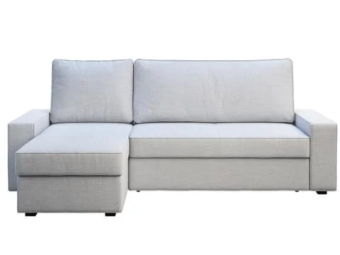 Modern white fabric sofa with chaise lounge. 3d render Stock Illustration