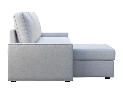 Modern white fabric sofa with chaise lounge. 3d render Stock Illustration