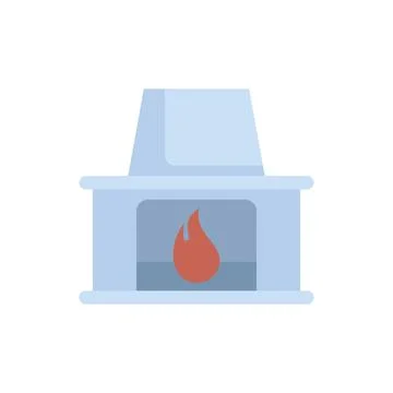 Modern white fireplace burning with red flames illustration Ilustración de archivo