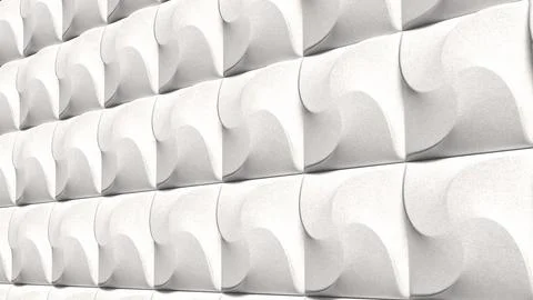 Modern White Geometric Wall Panel Texture Background 3d render. Stock Photos
