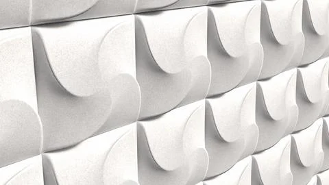 Modern White Geometric Wall Panel Texture Background 3d render. Stock Photos