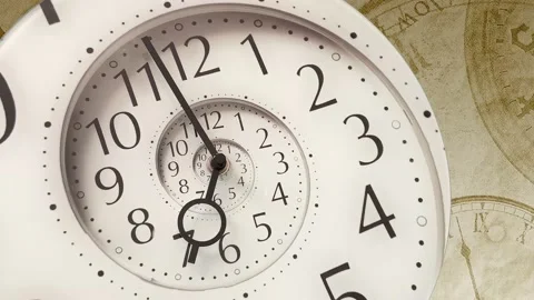 Modern white infinity time spiral clock. Infinite time concept. Stock Footage 142048528