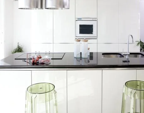 Modern white kitchen clean interior design Stock-Fotos