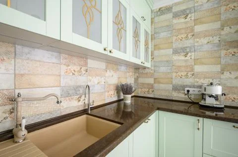Modern white kitchen clean interior design Stock Photos
