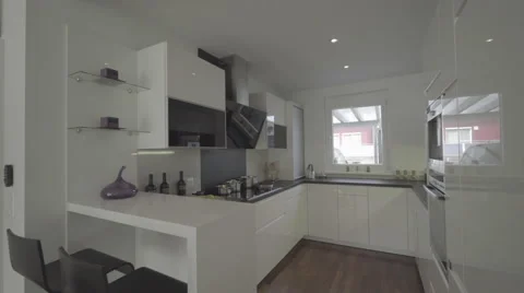 Modern white kitchen Stock Footage