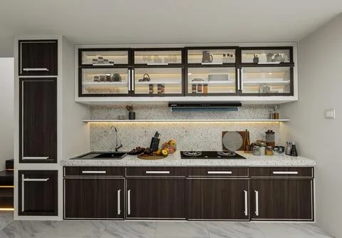 Modern white kitchen 스톡 일러스트