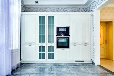 Modern white kitchen interior. Concept interior room style Stock Photos